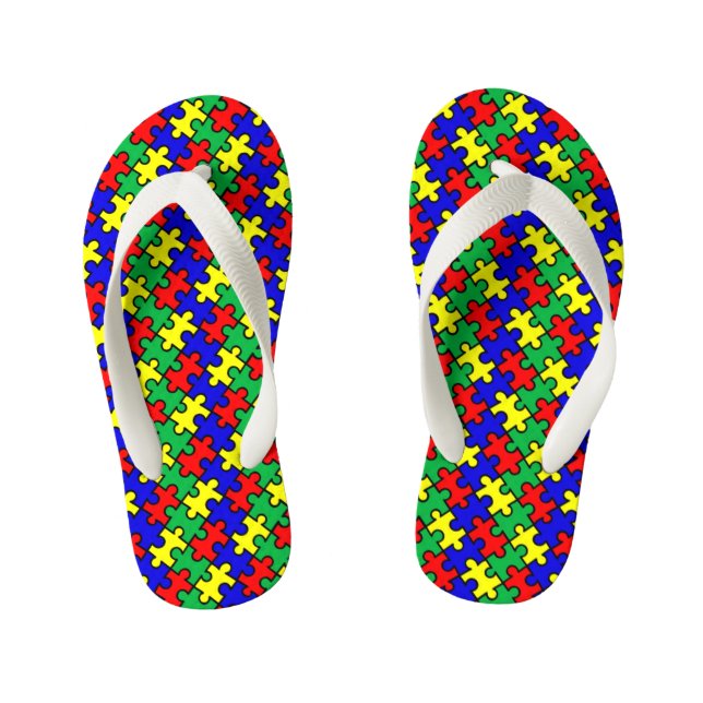 Jigsaw Puzzle Seamless Pattern-22675 Kid's Jandals (Footbed)