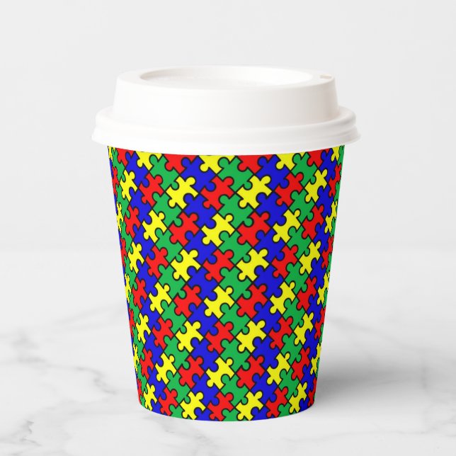 Jigsaw Puzzle Seamless Pattern-22675 Paper Cups (Front)