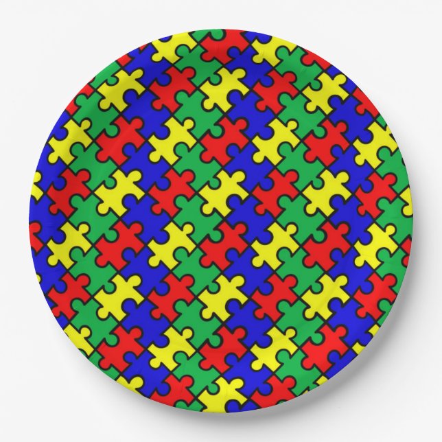 Jigsaw Puzzle Seamless Pattern-22675 Paper Plate (Front)
