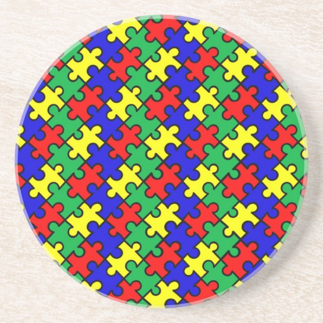 Jigsaw Puzzle Seamless Pattern Coaster (Front)