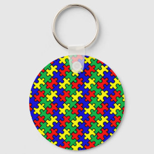 Jigsaw Puzzle Seamless Pattern Key Ring