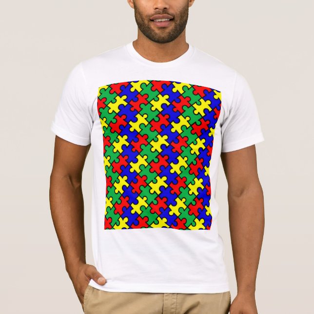 Jigsaw Puzzle Seamless Pattern T-Shirt (Front)