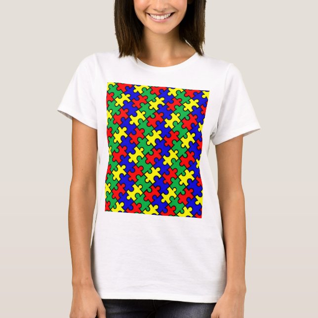 Jigsaw Puzzle Seamless Pattern T-Shirt (Front)