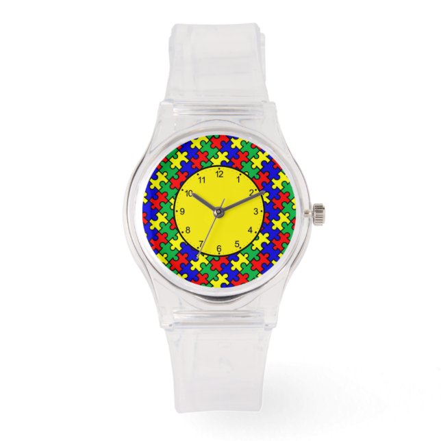 Jigsaw Puzzle Seamless Pattern Watch (Front)