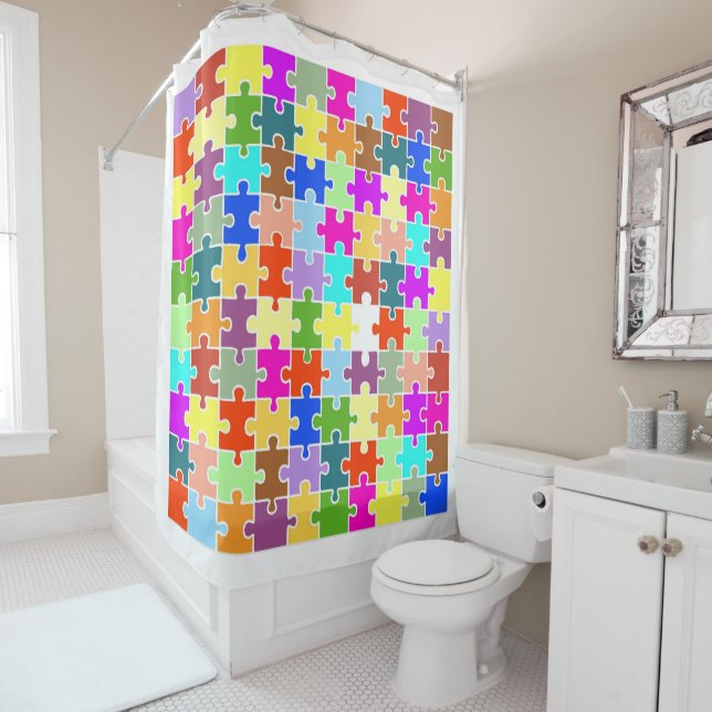 JigSaw Puzzle Shower Curtain (In Situ)