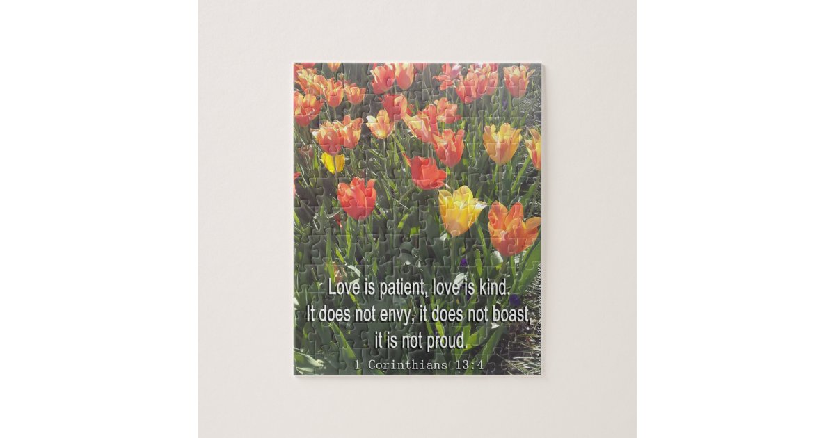 Jigsaw Puzzle Tulips photo with Bible Verse Zazzle.co.nz