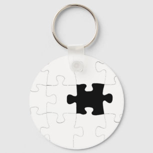 Jigsaw Puzzle with Missing Piece Key Ring