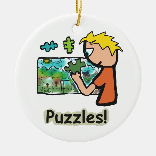 Jigsaw Puzzler Puzzles Ceramic Tree Decoration (Front)