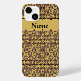 Jigsaw Stars chocolate and yellow personalised Case-Mate iPhone 14 Case