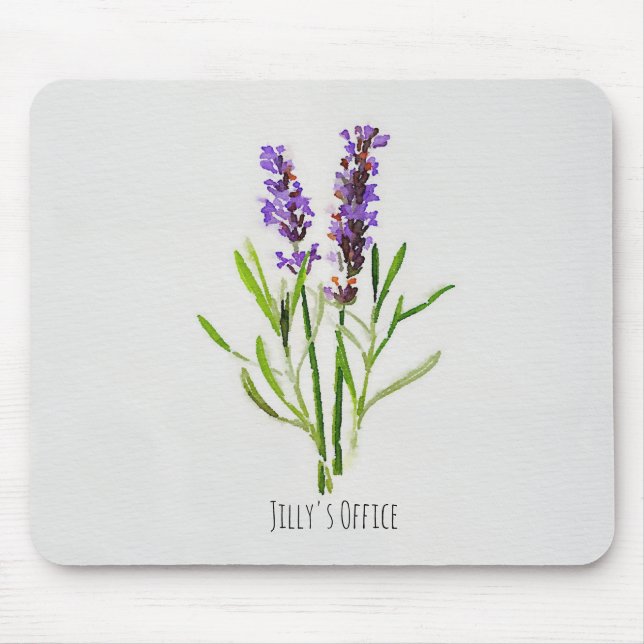 Jilly's Botanical Lavender Watercolor Mouse Pad (Front)