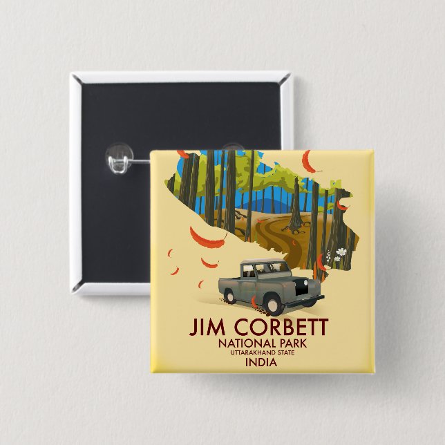 Jim Corbett National Park, Uttarakhand State 15 Cm Square Badge (Front & Back)