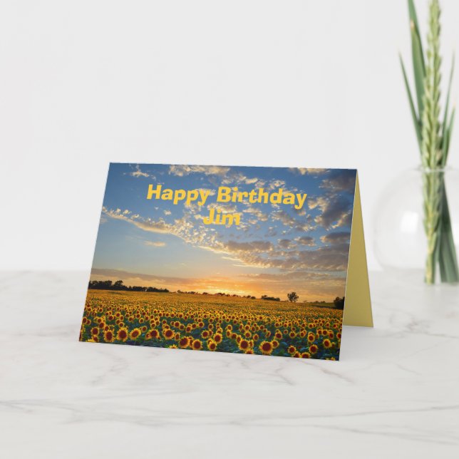 Jim Happy Birthday Sunflowers at Sunset Card (Front)