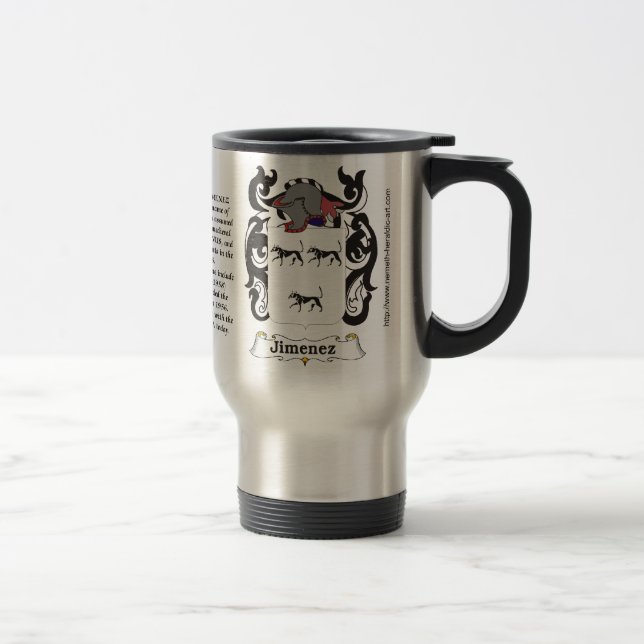 Jimenez Family Coat of Arms on a Travel Mug (Right)