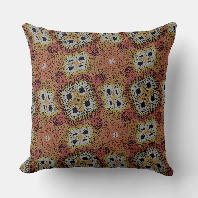 Jimette Design brown white knit square cushion (Front)