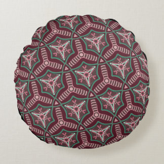 Jimette Round Cushion Burgundy Design and Green