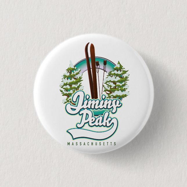 jiminy peak massachusetts ski logo 3 cm round badge (Front)