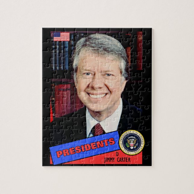 Jimmy Carter Baseball Card Jigsaw Puzzle (Vertical)