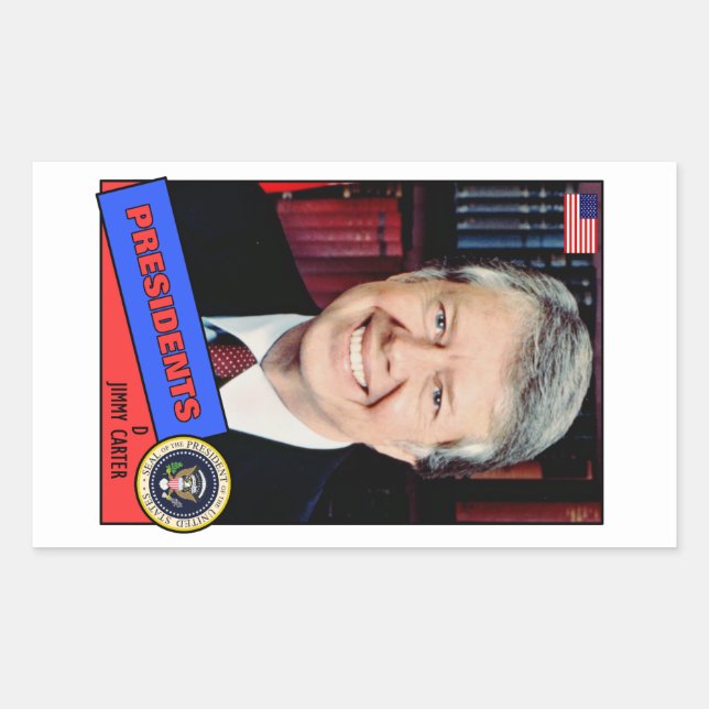 Jimmy Carter Baseball Card Rectangular Sticker (Front)