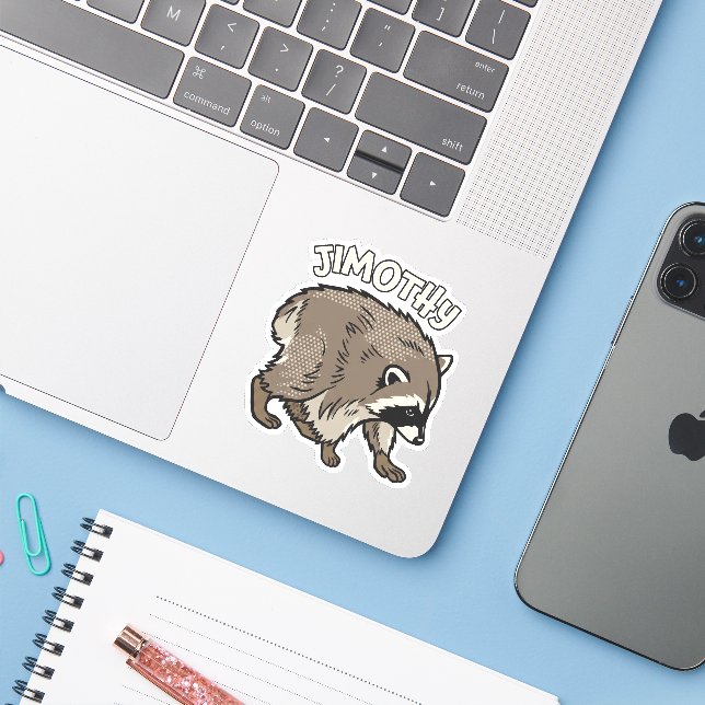 Jimothy Racoon Comic Style Animal (Laptop w/ iPhone)