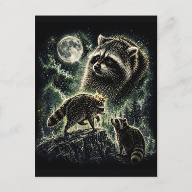Jimothy Racoon, Three Racoon Moon Funny Meme Cut Postcard (Front)