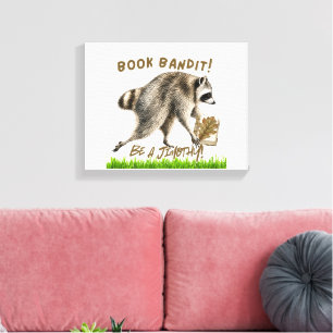 Jimothy the Racoon: Book Bandit Canvas Wall Art