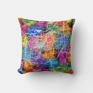 Jinan China City Map Cushion