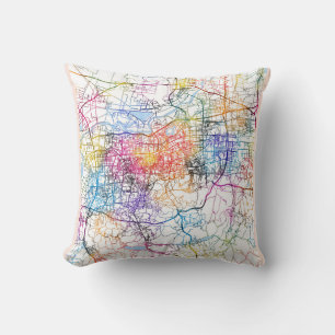 Jinan China City Map Cushion