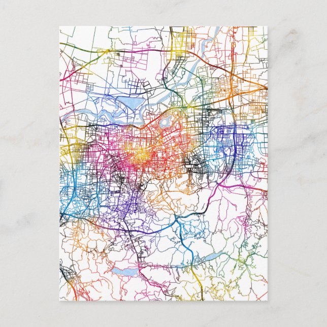 Jinan China City Map Postcard (Front)
