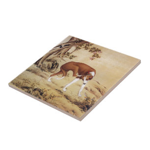 Jinchixian 金翅猃 ~ Greyhound ~ Giuseppe Castiglione~ Tile