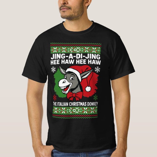 Jing a Di Jing Dominick Italian Christmas Donkey T-Shirt (Front)