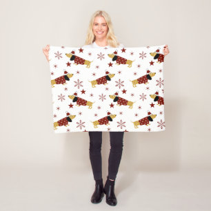 Jingle All the Dachshund Way Fleece Blanket