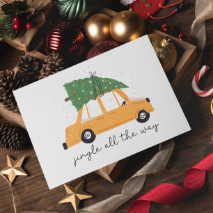Jingle All The Way Car and Christmas Tree Holiday Card