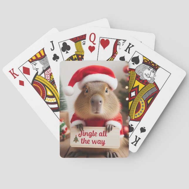 Jingle All The Way Christmas Capybara Playing Card (Back)