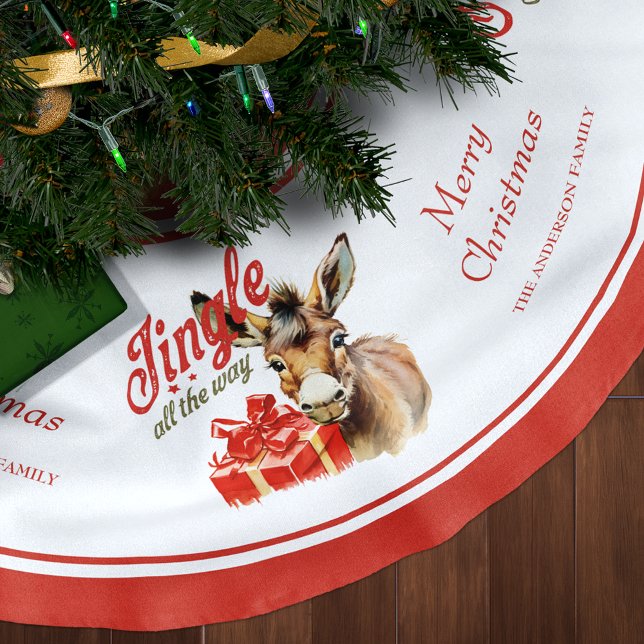 Jingle All the Way Christmas Farm Donkey Brushed Polyester Tree Skirt (Creator Uploaded)