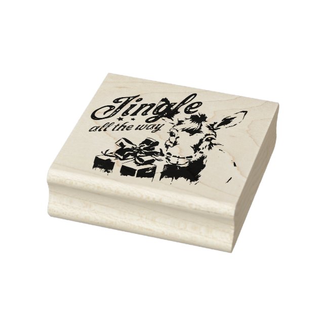 Jingle All the Way Christmas Farm Donkey Rubber Stamp (Stamp)