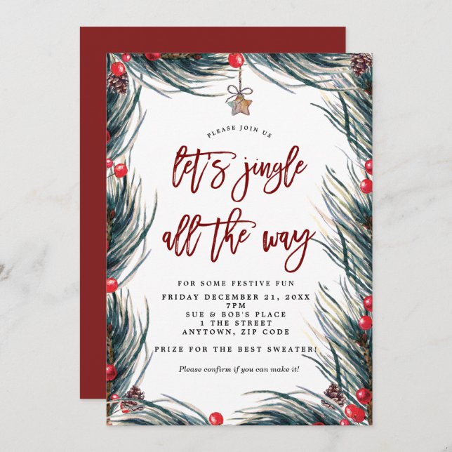 jingle all the way christmas party invitation (Front/Back)
