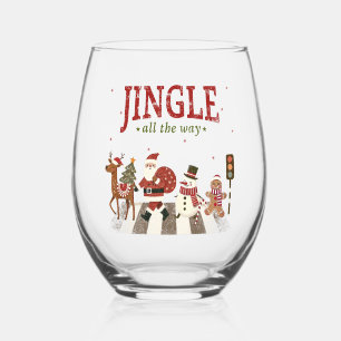 Jingle All The Way Christmas  Stemless Wine Glass