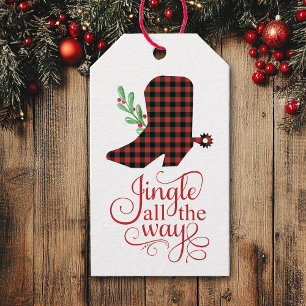 Jingle All the Way Cowboy Boot Christmas Gift Tags