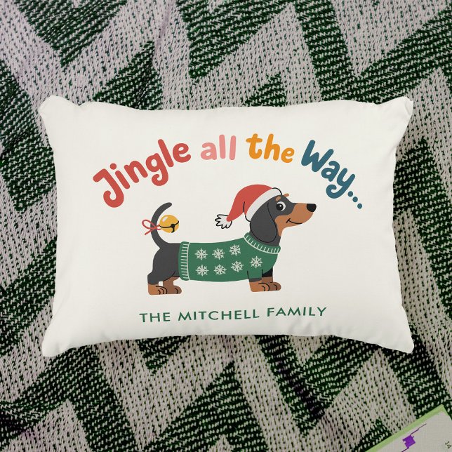 Jingle All the Way Dog – Custom Holiday Family  Decorative Cushion (Creator Uploaded)