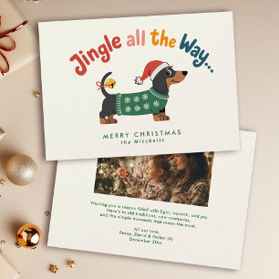 Jingle All the Way – Dog Sweater Family Photo Holiday Card