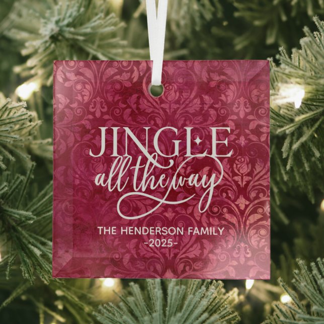 Jingle All The Way Family Name Christmas Glass Tree Decoration (Insitu)