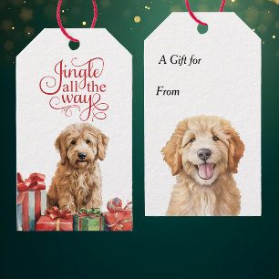 Jingle All the Way Goldendoodle Dog Christmas Gift Tags