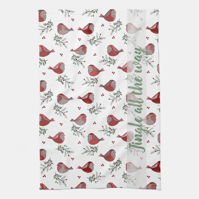 Jingle all the way - Kitchen Tea Towel (Vertical)
