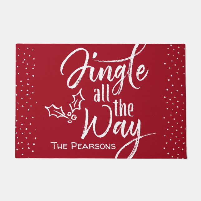 Jingle All the Way - Personalised Christmas Doormat (Front)