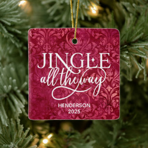 Jingle All The Way Personalised Family Christmas Ceramic Ornament
