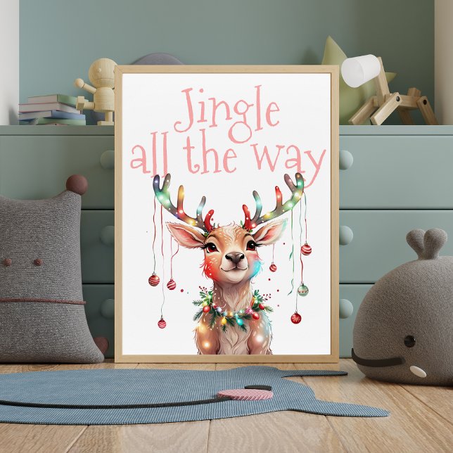 Jingle All The Way Reindeer Holiday Festive Lights Poster (Creator Uploaded)