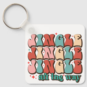 Jingle all the way Retro Groovy Christmas Holidays Key Ring