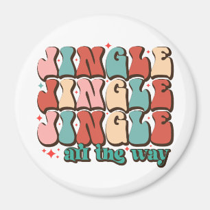 Jingle all the way Retro Groovy Christmas Holidays Magnet