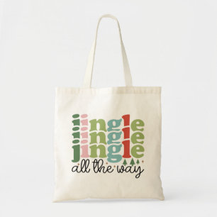 Jingle all the way Retro Groovy Christmas Holidays Tote Bag