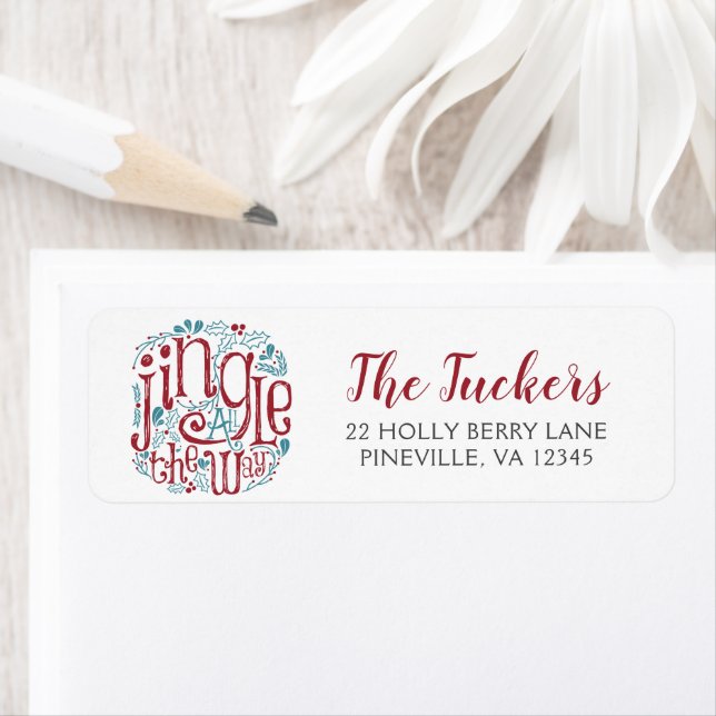 Jingle All the Way Rustic Wreath Return Address (Insitu)